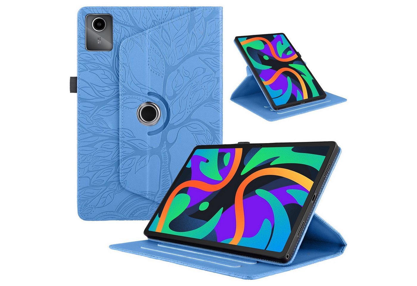 Wigento Tablet-Hülle Für Lenovo Tab M11 360 Grad Rotation Kunstleder Tasche Baum Muster von Wigento