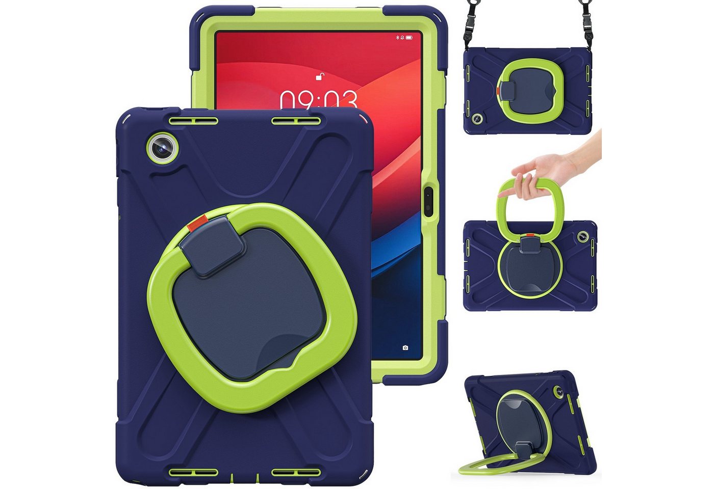 Wigento Tablet-Hülle Für Lenovo Tab M11 360 Silikon Hybrid Tasche Schultergurt Halterung von Wigento