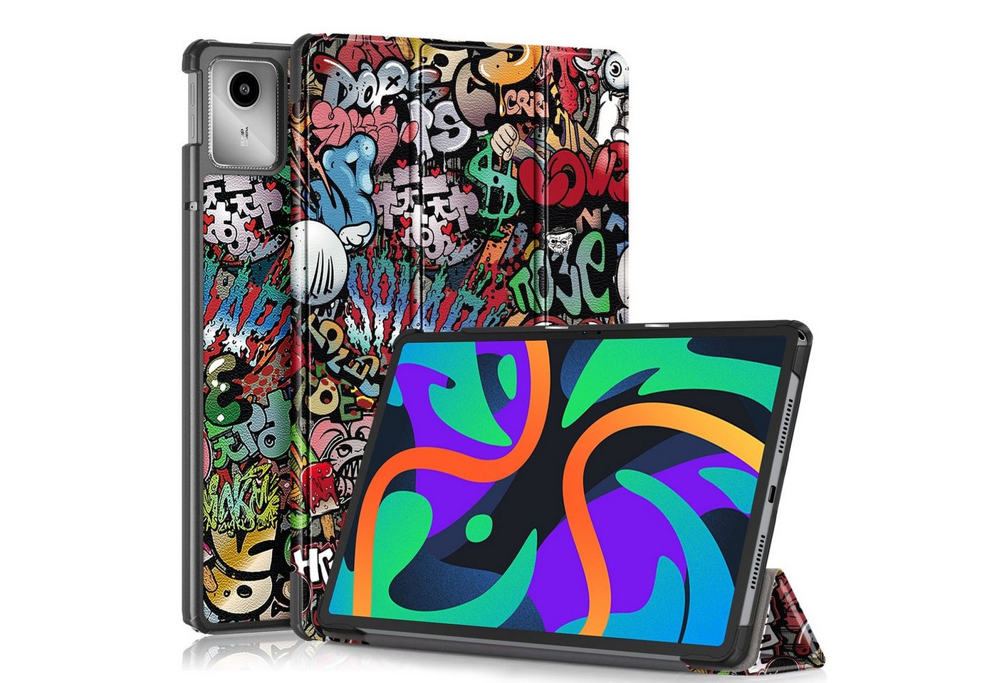 Wigento Tablet-Hülle Für Lenovo Tab M11 3folt Wake UP Smart Cover Tasche Etuis Hülle Motiv von Wigento