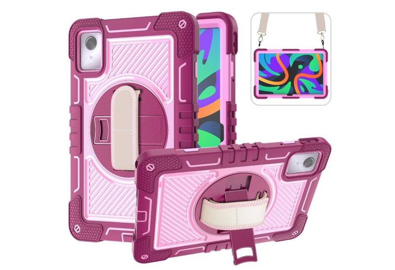 Wigento Tablet-Hülle Für Lenovo Tab M11 Hybrid 360 Grad Halte-Schlaufe Tasche Hülle Pink, Hybrid Schutzhülle Smart Case Cover mit Halteschlaufe von Wigento
