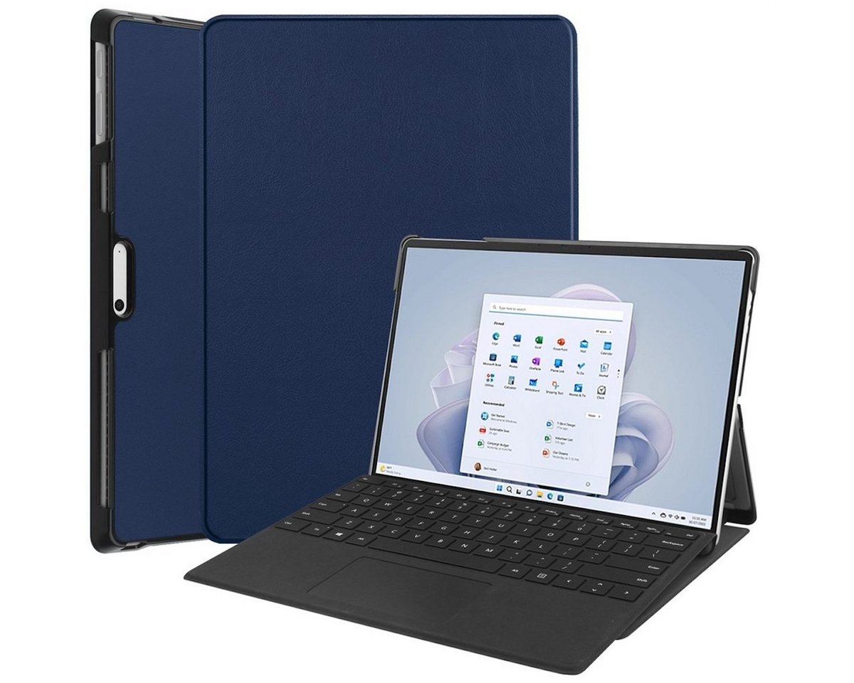 Wigento Tablet-Hülle Für Microsoft Surface Pro 9 3folt Wake UP Smart Cover Tablet Tasche Etuis Hülle Case Schutz Blau von Wigento