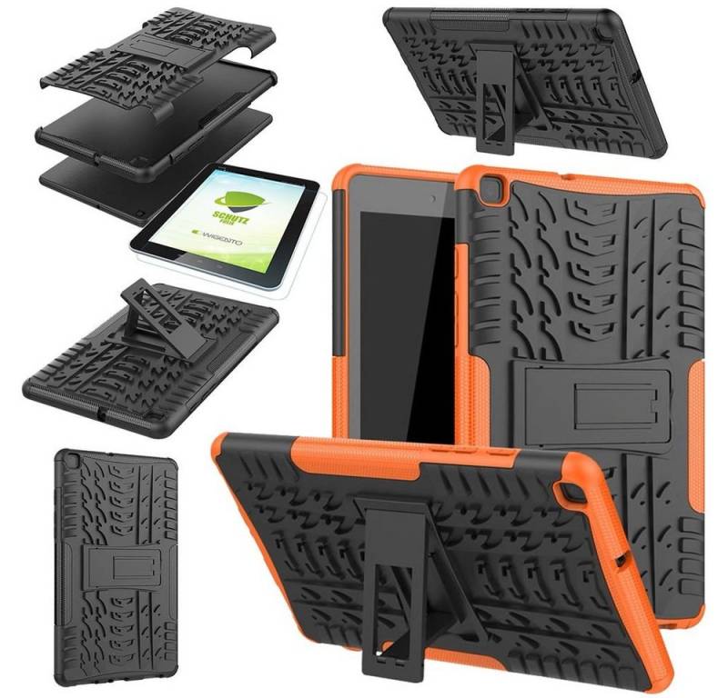Wigento Tablet-Hülle Für Samsung Galaxy Tab A 8.0 2019 T290 T295 Hybrid Outdoor Schutzhülle Orange Tasche + 0.3 H9 Schutzglas von Wigento