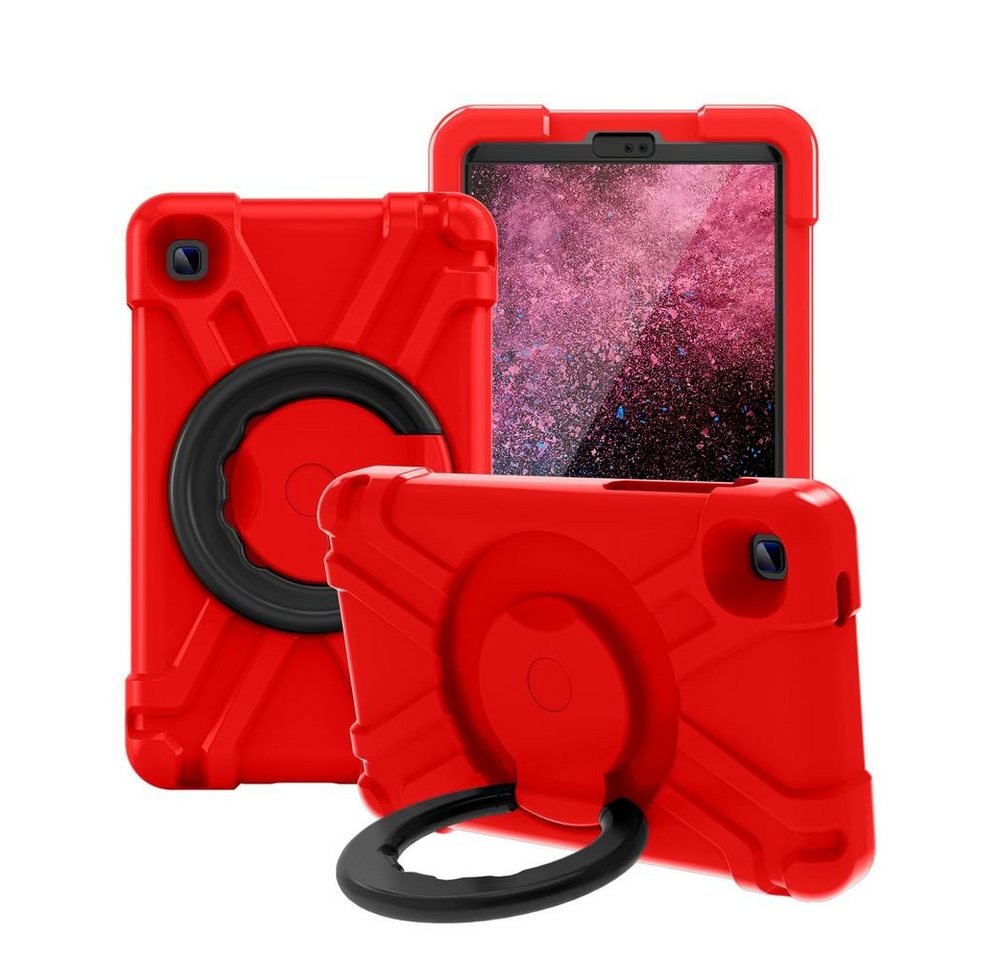 Wigento Tablet-Hülle Für Samsung Galaxy Tab A7 Lite 2021 8.7 aufstellbare Outdoor Hybrid 360 Grad mit Halte-Ring Tablet Tasche Etuis Cover Case Schutz Robust Neu von Wigento