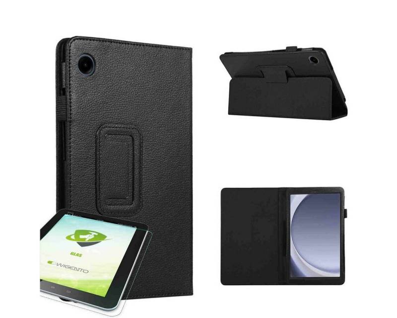 Wigento Tablet-Hülle Für Samsung Galaxy Tab A9 Kunst-Leder Tablet Tasche Hülle + Hart Glas von Wigento