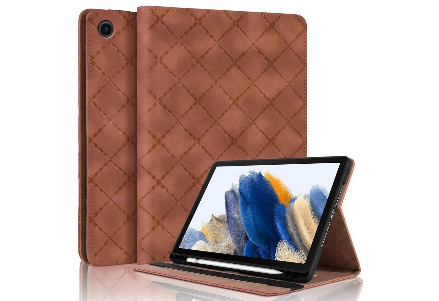 Wigento Tablet-Hülle Für Samsung Galaxy Tab A9 Plus Rhombus Muster Kunstleder Tasche Braun, Faltbare Kunstleder Hülle mit Stifthalter und Standfunktion Wigento Tablet-Hülle Für Samsung Galaxy Tab A9 Plus Rhombus Muster Kunstleder Tasche Braun, Faltbare Kunstleder Hülle mit Stifthalter und Standfunktion von Wigento