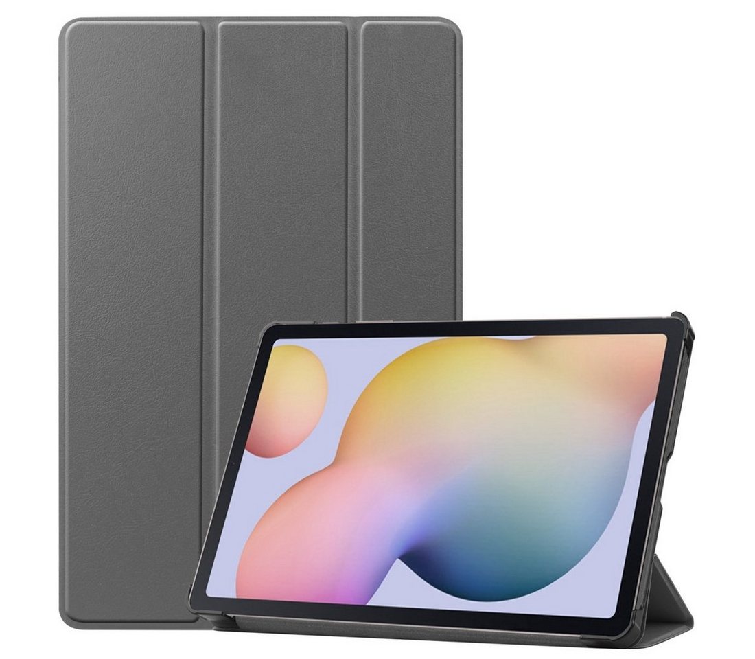 Wigento Tablet-Hülle Für Samsung Galaxy Tab S7 Plus / Tab S8 Plus Premium Smartcover Grau Tablet Tasche Etuis Hülle von Wigento