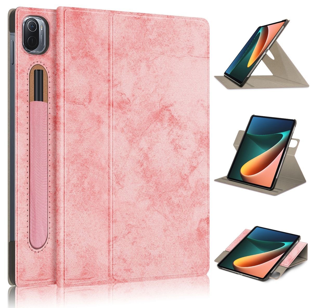 Wigento Tablet-Hülle Für Xiaomi Mi Pad 5 / 5 Pro + Stift Halterung Tablet Tasche Hülle Rosa von Wigento