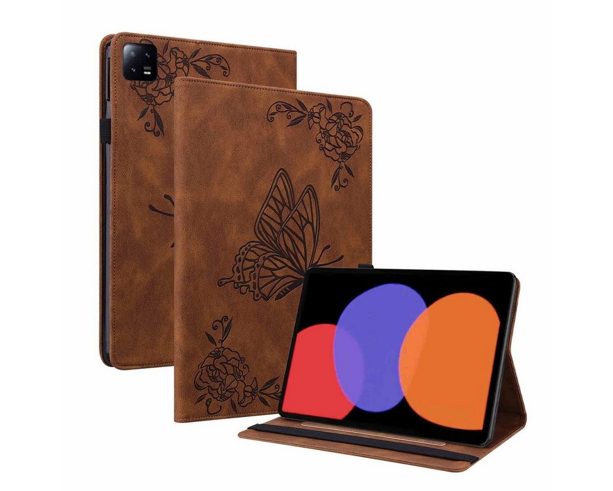 Wigento Tablet-Hülle Für Xiaomi Pad 6 / 6 Pro Kunstleder Schmetterling Style Tablet Tasche von Wigento