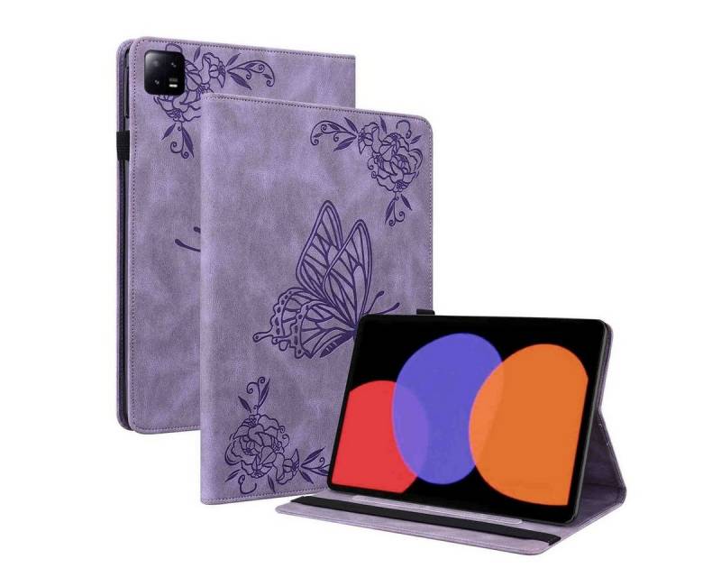 Wigento Tablet-Hülle Für Xiaomi Pad 6 / 6 Pro Kunstleder Schmetterling Style Tablet Tasche von Wigento