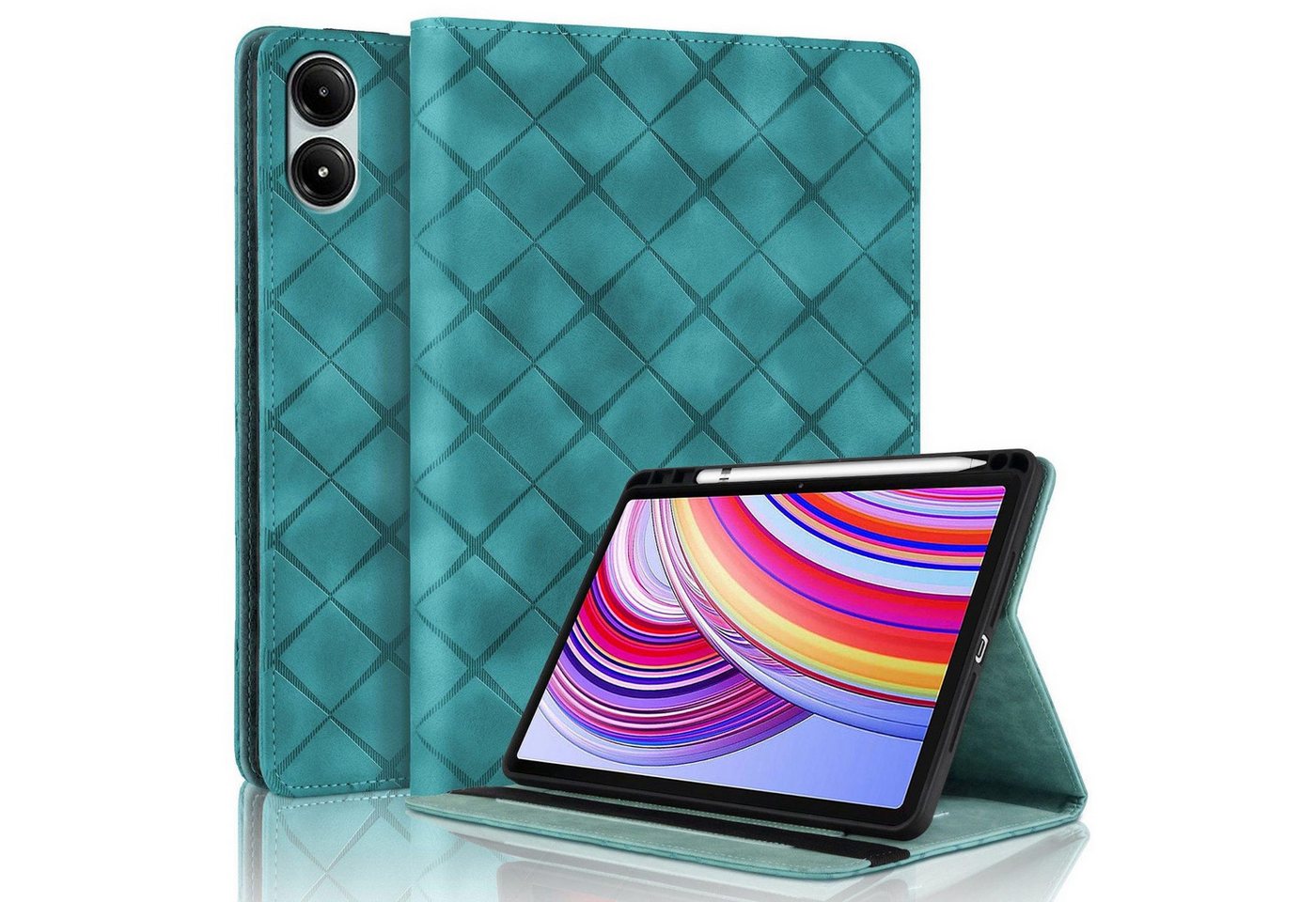 Wigento Tablet-Hülle Für Xiaomi Redmi Pad Pro 12.1 Rhombus Muster Kunstleder Tasche Grün, Faltbare Kunstleder Hülle mit Stifthalter und Standfunktion Wigento Tablet-Hülle Für Xiaomi Redmi Pad Pro 12.1 Rhombus Muster Kunstleder Tasche Grün, Faltbare Kunstleder Hülle mit Stifthalter und Standfunktion von Wigento