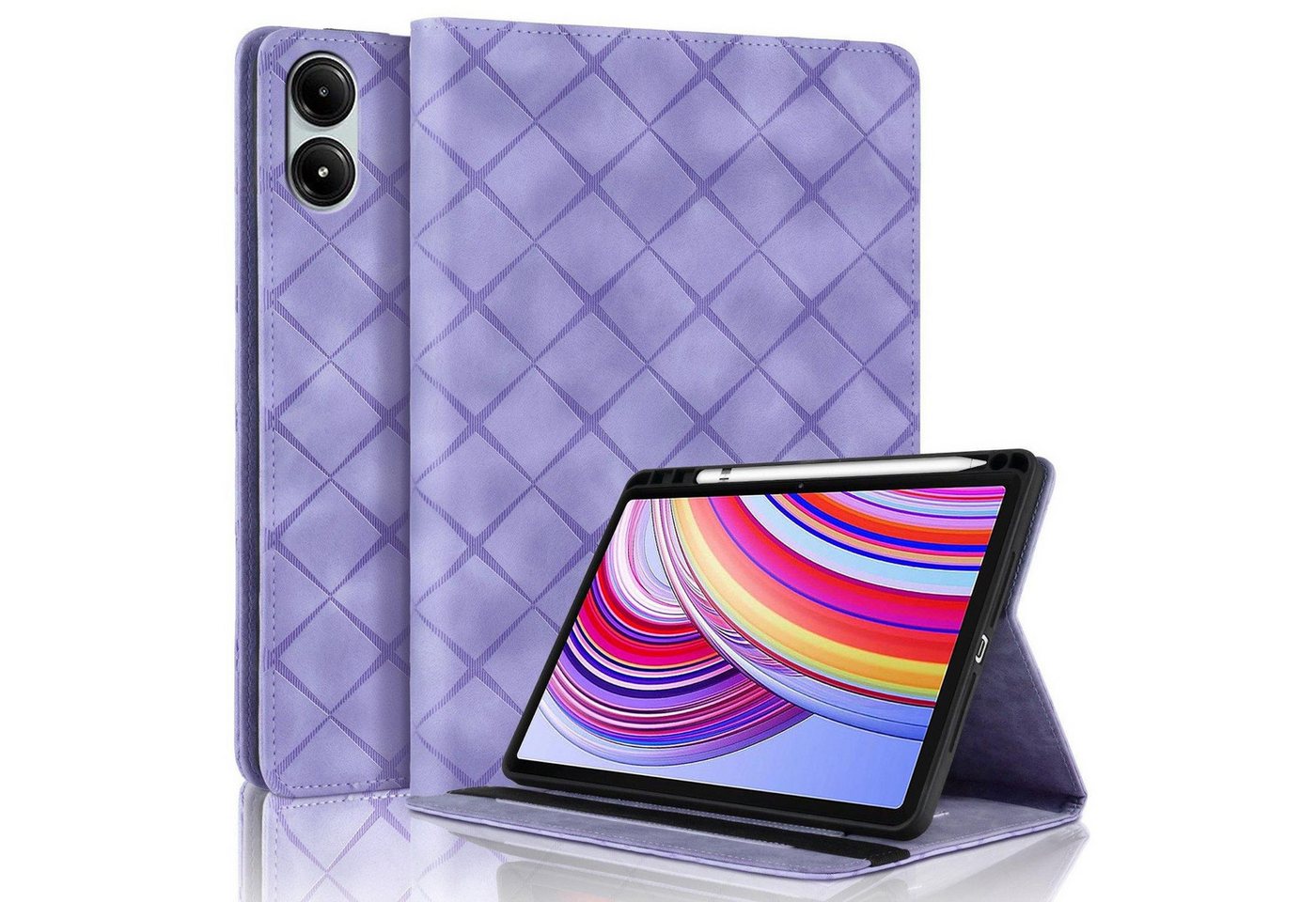 Wigento Tablet-Hülle Für Xiaomi Redmi Pad Pro 12.1 Rhombus Muster Kunstleder Tasche Lila, Faltbare Kunstleder Hülle mit Stifthalter und Standfunktion Wigento Tablet-Hülle Für Xiaomi Redmi Pad Pro 12.1 Rhombus Muster Kunstleder Tasche Lila, Faltbare Kunstleder Hülle mit Stifthalter und Standfunktion von Wigento