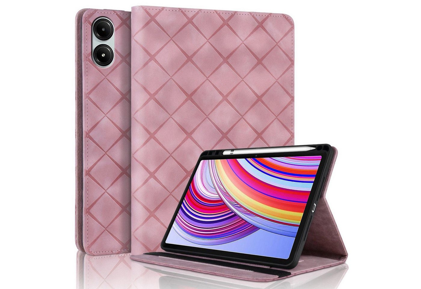 Wigento Tablet-Hülle Für Xiaomi Redmi Pad Pro 12.1 Rhombus Muster Kunstleder Tasche Rosa, Faltbare Kunstleder Hülle mit Stifthalter und Standfunktion Wigento Tablet-Hülle Für Xiaomi Redmi Pad Pro 12.1 Rhombus Muster Kunstleder Tasche Rosa, Faltbare Kunstleder Hülle mit Stifthalter und Standfunktion von Wigento