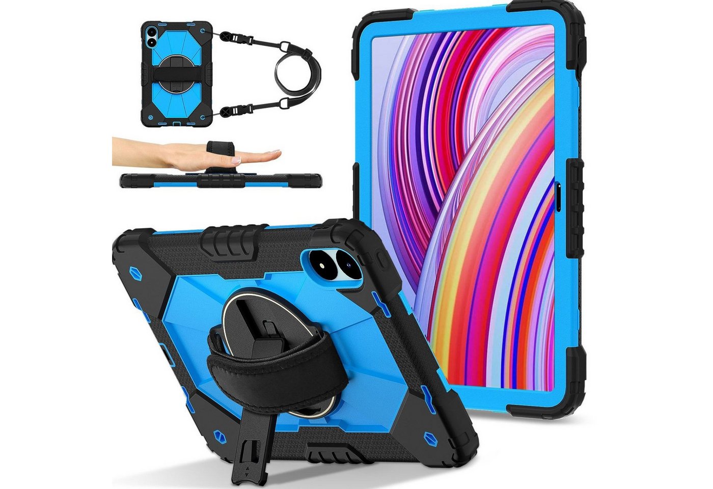 Wigento Tablet-Hülle Für Xiaomi Redmi Pad Pro 12.1 Robot Design Silikon Hybrid Hülle Blau, Hybrid Schutzhülle Smart Case Cover mit Schultergurt Wigento Tablet-Hülle Für Xiaomi Redmi Pad Pro 12.1 Robot Design Silikon Hybrid Hülle Blau, Hybrid Schutzhülle Smart Case Cover mit Schultergurt von Wigento