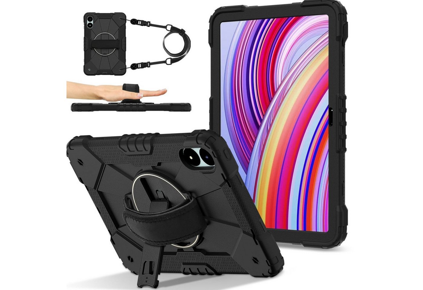 Wigento Tablet-Hülle Für Xiaomi Redmi Pad Pro 12.1 Robot Silikon Hybrid PC Hülle Schwarz, Hybrid Schutzhülle Smart Case Cover mit Schultergurt Wigento Tablet-Hülle Für Xiaomi Redmi Pad Pro 12.1 Robot Silikon Hybrid PC Hülle Schwarz, Hybrid Schutzhülle Smart Case Cover mit Schultergurt von Wigento