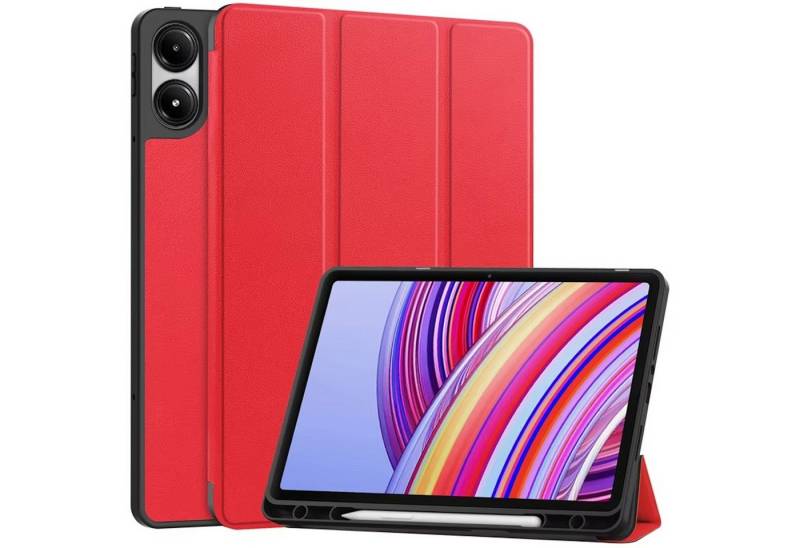 Wigento Tablet-Hülle Für Xiaomi Redmi Pad Pro 12.1 Zoll 3folt Wake UP Smart Hülle Case Rot, 3-Fach Halterung, Kratzfest, Leicht von Wigento