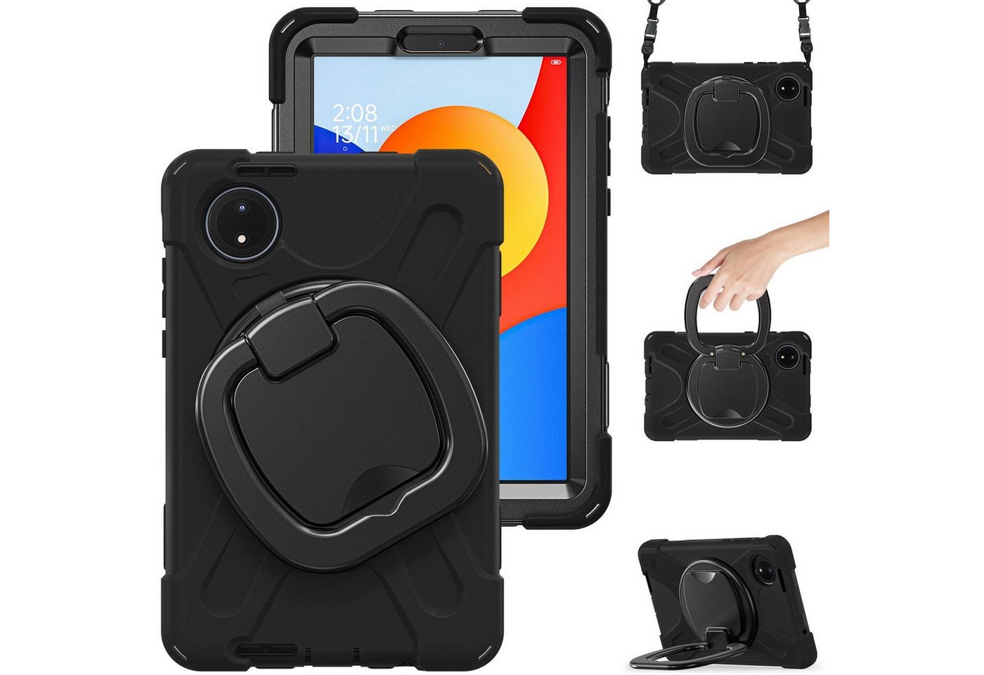 Wigento Tablet-Hülle Für Xiaomi Redmi Pad SE 8.7 360 Grad Hybrid Tasche Halterung und Gurt, 360-Grad-Ständer, Schulterriemen, Rundumschutz Wigento Tablet-Hülle Für Xiaomi Redmi Pad SE 8.7 360 Grad Hybrid Tasche Halterung und Gurt, 360-Grad-Ständer, Schulterriemen, Rundumschutz von Wigento