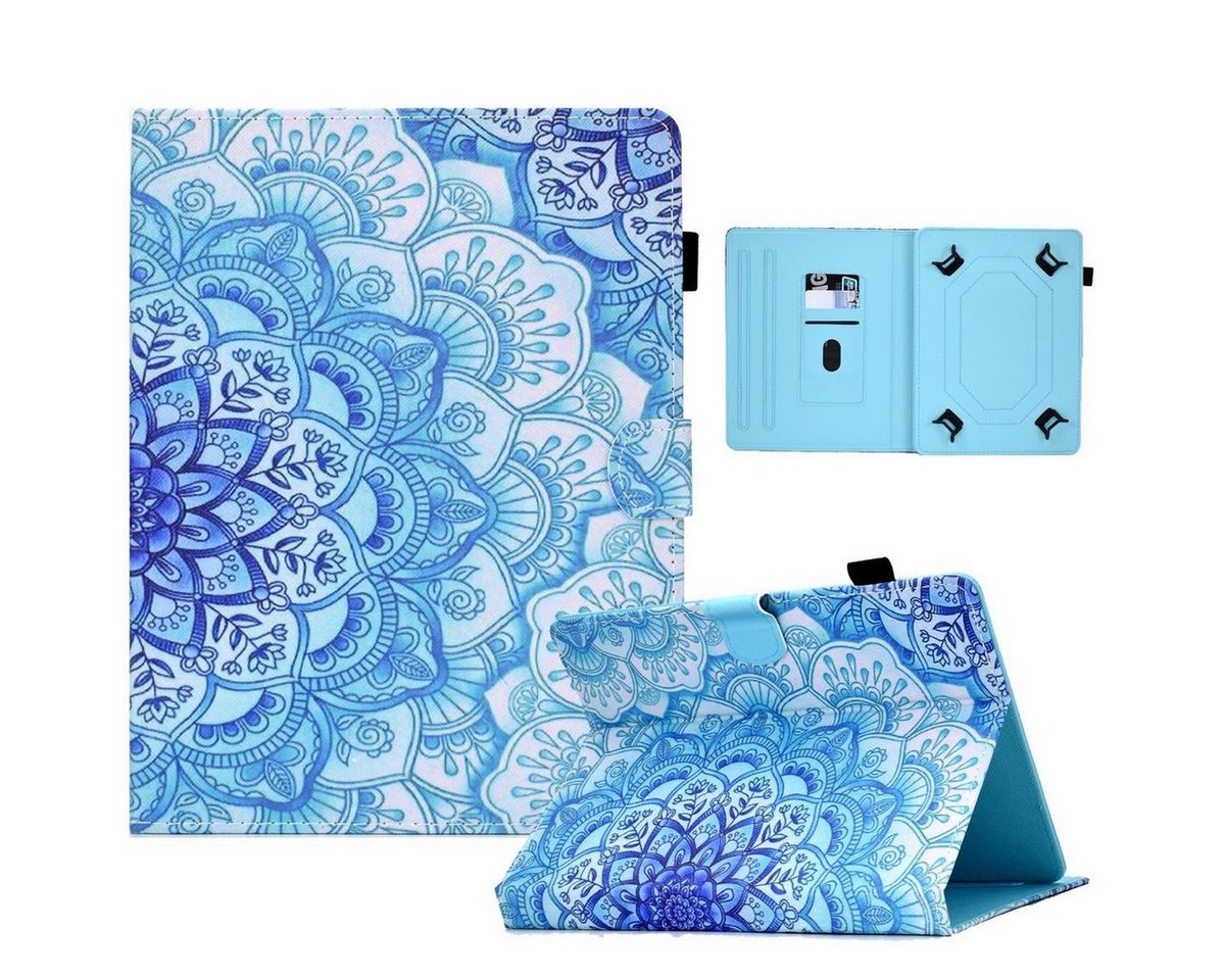 Wigento Tablet-Hülle Kunstleder Tablet Cover Tasche Green Flower für PocketBook InkPad 3 Pro Blau Hülle Case Etui von Wigento