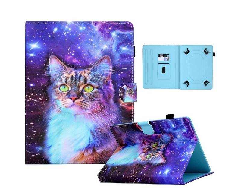 Wigento Tablet-Hülle Kunstleder Tablet Cover Tasche Katze für Microsoft Surface Go 2 Schwarz Hülle Case Etui von Wigento