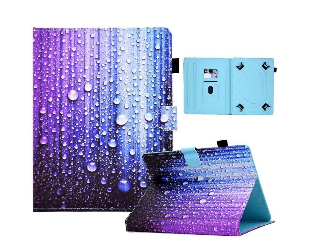 Wigento Tablet-Hülle Kunstleder Tablet Cover Tasche Wassertropfen für PocketBook InkPad X Blau Hülle Case Etui von Wigento