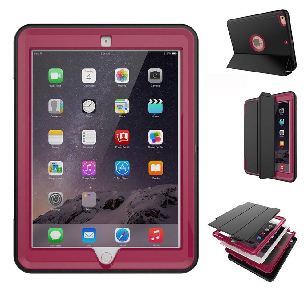 Wigento Tablet-Hülle Mehrteilige Hybrid Outdoor Schutzhülle Case Pink für Samsung Galaxy Tab A 10.5 T590 / T595 Tasche Wake UP 3folt von Wigento