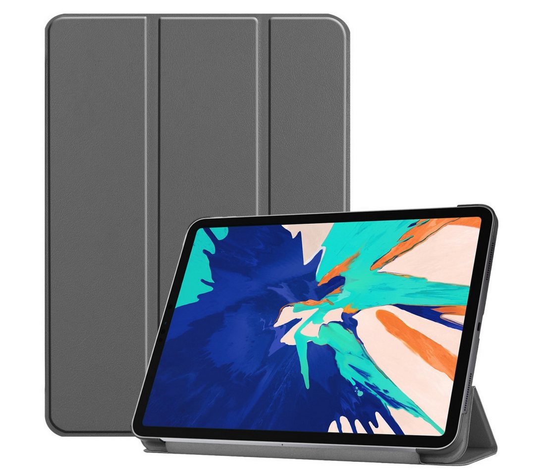 Wigento Tablet-Hülle Premium Smart Cover Grau Tasche Etuis Hülle für Apple iPad Pro 12.9 2020 Case von Wigento