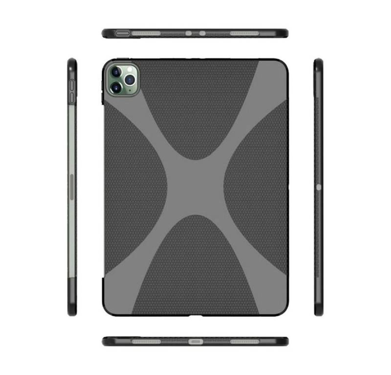 Wigento Tablet-Hülle Schutzhülle Silikon X-Line Serie Schwarz Hülle Tasche für Apple iPad Pro 12.9 2020 / 2021 von Wigento