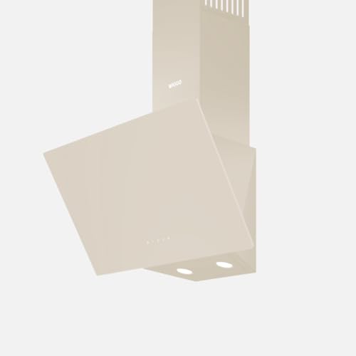 Wiggo Dunstabzugshaube 60cm - Kopffreies Echtglas Design, Umluft/Abluft, 300m³/h, LED Touchscreen, 3 Geschwindigkeiten, inklusive Fettfilter & 2 Kohlefilter, Glasfront (Creme - 1 Glas) von Wiggo