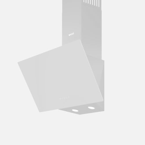 Wiggo Dunstabzugshaube 60cm - Kopffreies Echtglas Design, Umluft/Abluft, 300m³/h, LED Touchscreen, 3 Geschwindigkeiten, inklusive Fettfilter & 2 Kohlefilter, Glasfront (Weiß - 1 Glas) von Wiggo