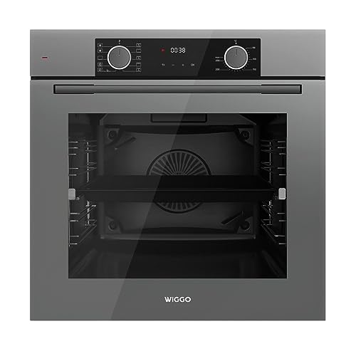 Wiggo Einbau-Backofen WO-BFA610 grau 60 cm, 73 l I Heißluftofen Energieklasse A I Konvektionsofen I Moderner Einbauofen mit 10 Funktionen Ober- & Unterhitze, Heißluft, Grillen, Auftauen, Airfryer von Wiggo