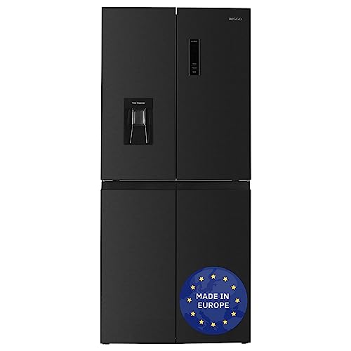 Wiggo WR-MD18DX Amerikan Kühlschrank Höhe 180cm I Gebürstetes Schwarz I 419 l Volumen I Side by side I Türalarm I Gefrierfach & Wasserspender I Display & LED-Beleuchtung von Wiggo