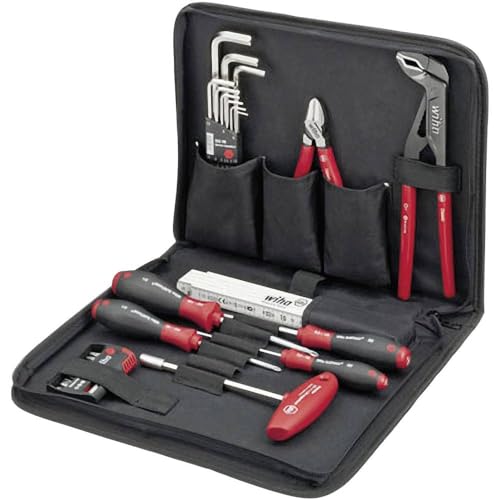 Wiha Werkzeug Set Mechaniker gemischt 33-tlg. in Werkzeugmappe I I kompakte Grundausstattung inkl. Tasche I robust und platzsparend (36388) von Wiha