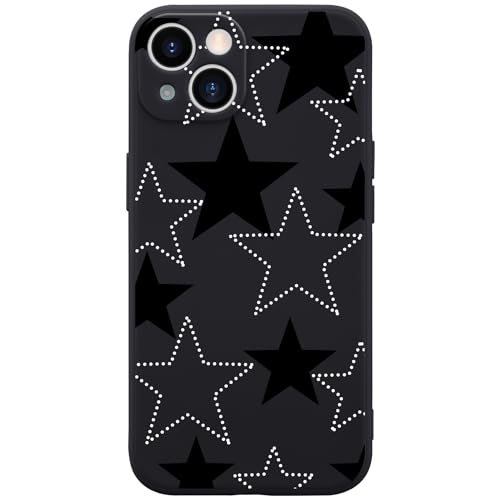 Wihytec Black & White Stars Handyhülle für iPhone 11 Star Case Cover Liquid Silicone Soft Gel Rubber Durable Matt Phone Cover with Microfiber Lining Protective Cover von Wihytec