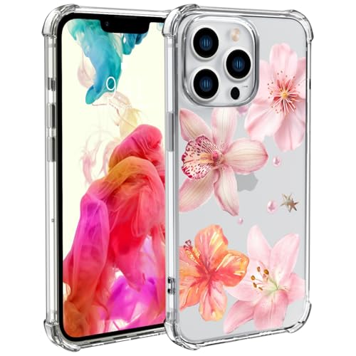 Wihytec Schutzhülle für iPhone 14 Pro Max mit rosa Lilien-Blumen, transparente Handyhülle, vier Ecken, verstärkt, stoßfest, für Mädchen, transparent Wihytec Schutzhülle für iPhone 14 Pro Max mit rosa Lilien-Blumen, transparente Handyhülle, vier Ecken, verstärkt, stoßfest, für Mädchen, transparent von Wihytec