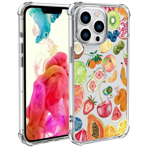 Wihytec Schutzhülle für iPhone 15 Pro Max mit transparentem Obstmuster, transparent, mit vier Ecken, verstärkt, stoßfest, für Mädchen, transparent Wihytec Schutzhülle für iPhone 15 Pro Max mit transparentem Obstmuster, transparent, mit vier Ecken, verstärkt, stoßfest, für Mädchen, transparent von Wihytec