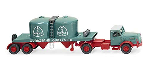 Wiking 053405 H0 Henschel Chemikaliensattelzug mintgrün rot Quarzsand Quarzmehl Spur HO 1:87 von Wiking