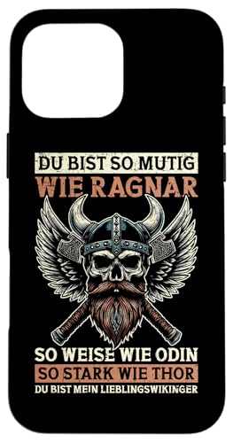 Mutig Wie Ragnar Weise Wie Odin Stark Wie Thor Wikinger Hülle für iPhone 16 Pro Max Mutig Wie Ragnar Weise Wie Odin Stark Wie Thor Wikinger Hülle für iPhone 16 Pro Max von Wikinger Papa Viking Vatertagsgeschenk Lustig