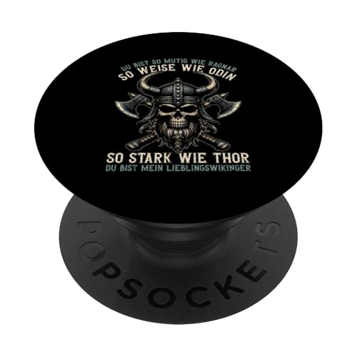 Mutig Wie Ragnar Weise Wie Odin Stark Wie Thor Wikinger Papa PopSockets Klebender PopGrip von Wikinger Papa Viking Vatertagsgeschenk Lustig