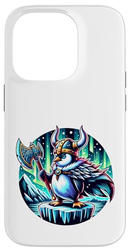 Wikinger Pinguin Helm Axt Polarlicht Hülle für iPhone 14 Pro von Wikinger Pinguin
