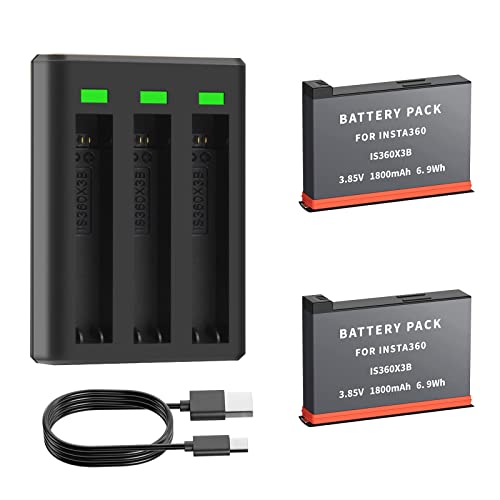 Wikinu 2-Pack Akku für Insta 360 X3, 1800mAh Ersatzakku und Dual-USB-Ladegerät Kompatibel mit Insta360 X3 Action-Kamera Wikinu 2-Pack Akku für Insta 360 X3, 1800mAh Ersatzakku und Dual-USB-Ladegerät Kompatibel mit Insta360 X3 Action-Kamera von Wikinu