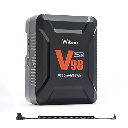 Wikinu 98Wh 6880mAh Mini V Mount/V Lock Akku mit D-tap zu DC Kabel für Broadcast Video Camcorder, Sony Kamera,HDCAM, XDCAM, LED Licht, Monitor, BMPCC 4K 6K, DSLR(Ultimate 115Wh/7800mAh) von Wikinu