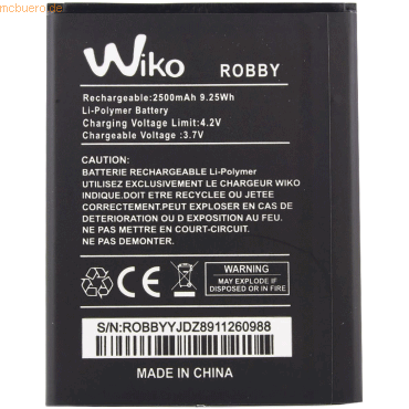 Wiko Akku für Wiko Robby Li-Ion 3,7 Volt 2500 mAh schwarz von Wiko