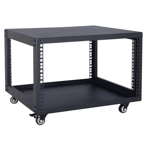 WikrOck SC02 6U 48,3 cm offener Rahmen Netzwerk-Server AV Gear Equipment Rack Mobiler Aufbewahrungsschrank mit Rollen und einem Regal – Home Audio & Video Bühne Stereo Equipment Storage Cabinet Stand von WikrOck