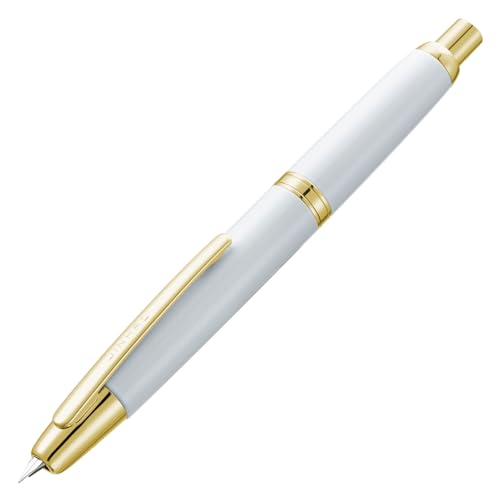 Jinhao 10 Capless Füllfederhalter mit Box, Perlweiß einziehbare feine Feder mit Konverter-Set (Goldener Clip) von Wikult