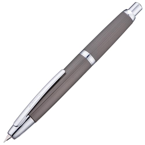 Jinhao 10 Capless Füllfederhalter mit Box, Gebürstet Mattgrau einziehbare feine Feder mit Konverter-Set (Silber Clip) von Wikult