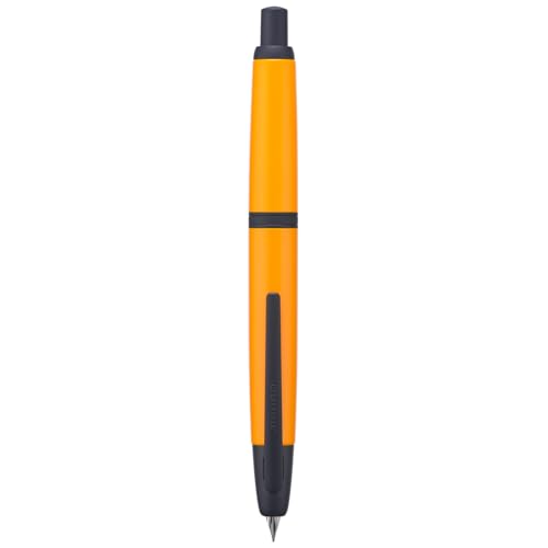 Jinhao 10 Press Füllfederhalter mit Box, Orange einziehbare extra feine Feder mit Tintenkonverter-Set (Schwarzer Clip) von Wikult