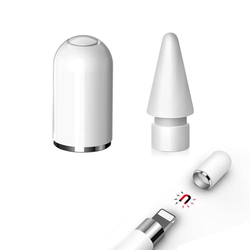 1 Stück Kappe für Apple Pencil 1. Generation + 1 Stück Spitzen Ersatz & Nib Zubehör für Apple Pencil 2/1 Generation von Wilbeva