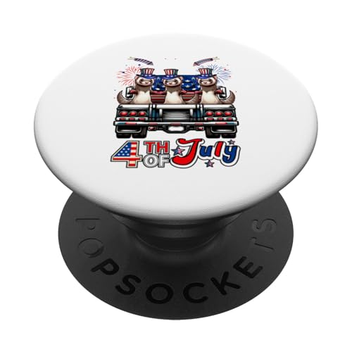 4. Juli US-Flagge, drei süße Frettchen auf Pickup-Truck PopSockets Klebender PopGrip 4. Juli US-Flagge, drei süße Frettchen auf Pickup-Truck PopSockets Klebender PopGrip von Wild Animal 4th Of July Costume