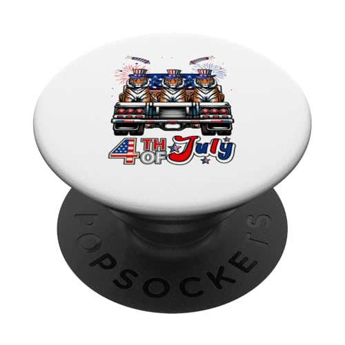 4. Juli US-Flagge Drei süße Tiger auf Pickup Truck PopSockets Klebender PopGrip 4. Juli US-Flagge Drei süße Tiger auf Pickup Truck PopSockets Klebender PopGrip von Wild Animal 4th Of July Costume
