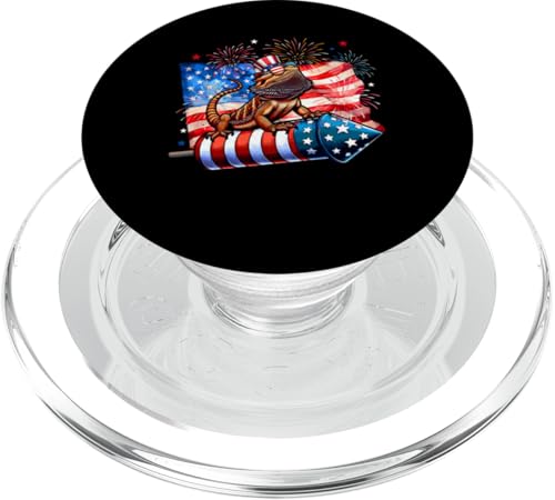 Bearded Dragon Sunglasses On Firecracker 4th July US Flag PopSockets PopGrip für MagSafe Bearded Dragon Sunglasses On Firecracker 4th July US Flag PopSockets PopGrip für MagSafe von Wild Animal 4th Of July Costume