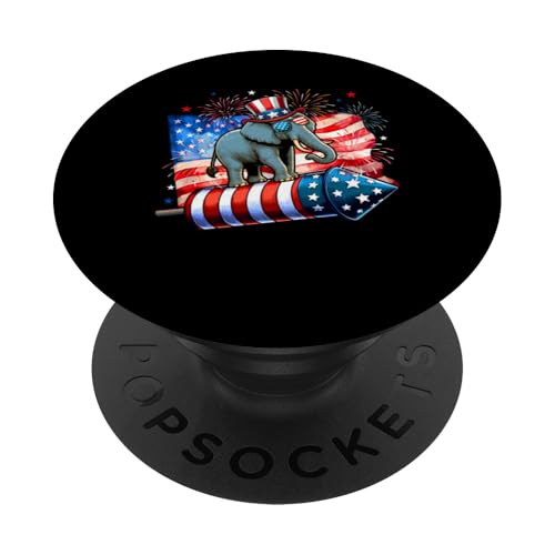 Elephant Sunglasses On Firecracker 4th July US Flag PopSockets Klebender PopGrip Elephant Sunglasses On Firecracker 4th July US Flag PopSockets Klebender PopGrip von Wild Animal 4th Of July Costume